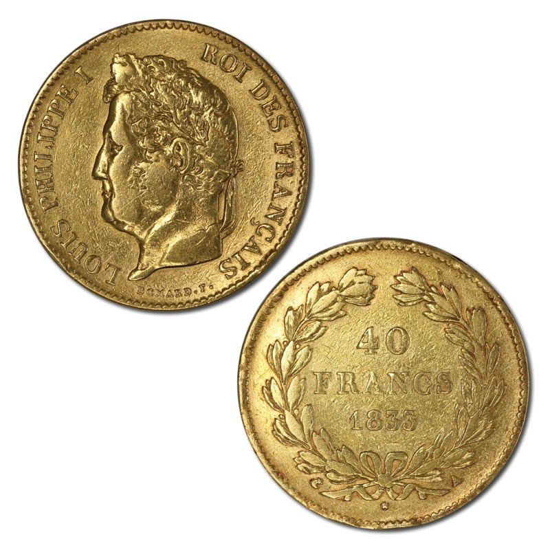 France 1833 40 Francs Gold FINE
