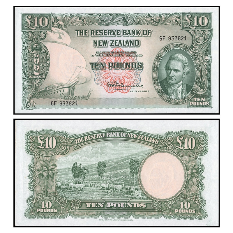 New Zealand (1956-60) 10 Pounds First Prefix