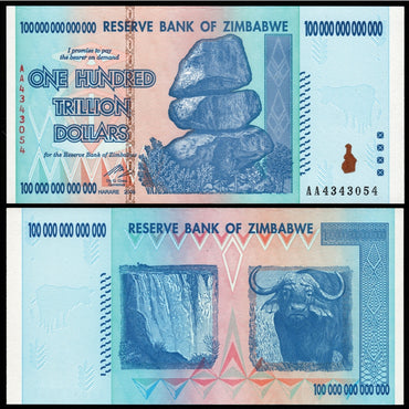 Zimbabwe 2008 100 Trillion Dollars P.91 Genuine CFU
