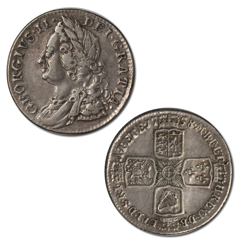 Great Britain 1758 Silver Shilling
