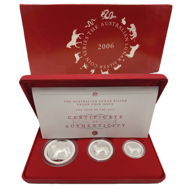 2006 Year of the Dog Three Coin Silver Proof Set