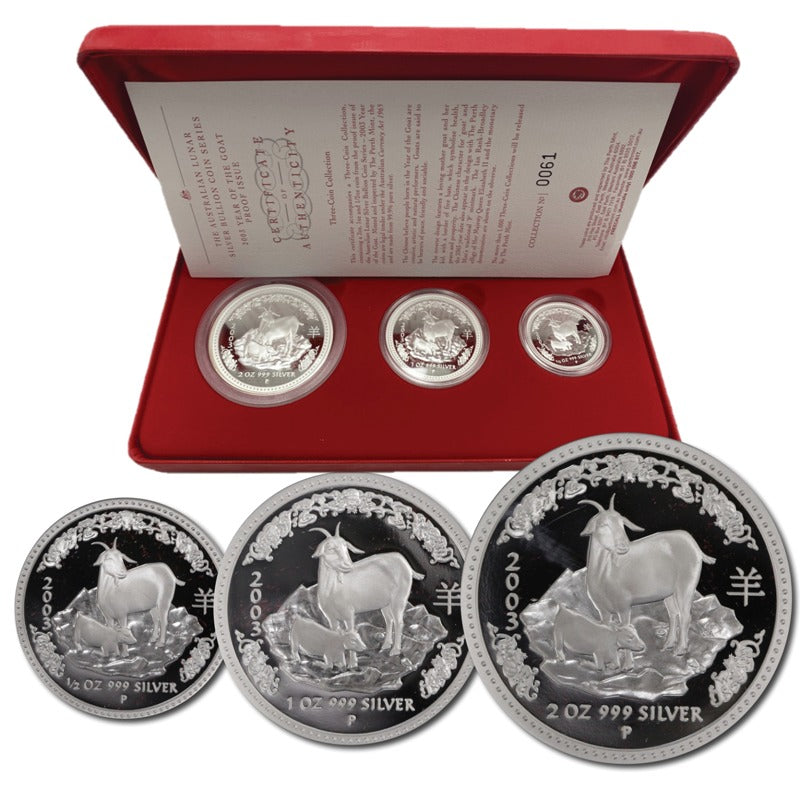 2003 Year of the Goat Three Coin Silver Proof Set