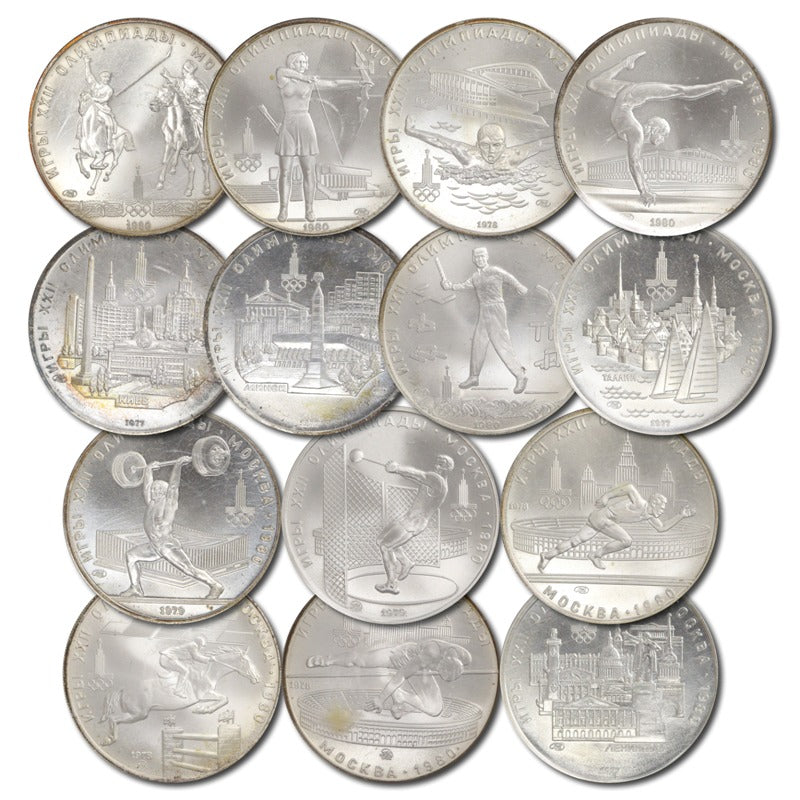 RUSSIA MOSCOW 1980 OLYMPICS 28 COIN SILVER SET