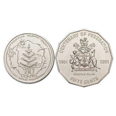 20c  50c 2001 Centenary of Federation Norfolk Island UNC