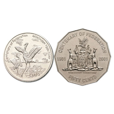 20c 50c 2001 Centenary of Federation NT UNC