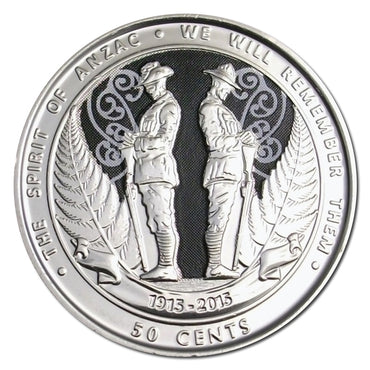 New Zealand 2015 50c ANZAC Coloured UNC