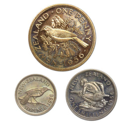 New Zealand 1956 Three Coin Proofs reverse | New Zealand 1956 Three Coin Proofs obverse