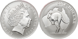 $1 2000 Kangaroo 1oz 99.9% Silver UNC