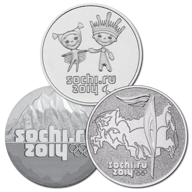 Russia 2014 Winter Olympic 25 Ruble Trio