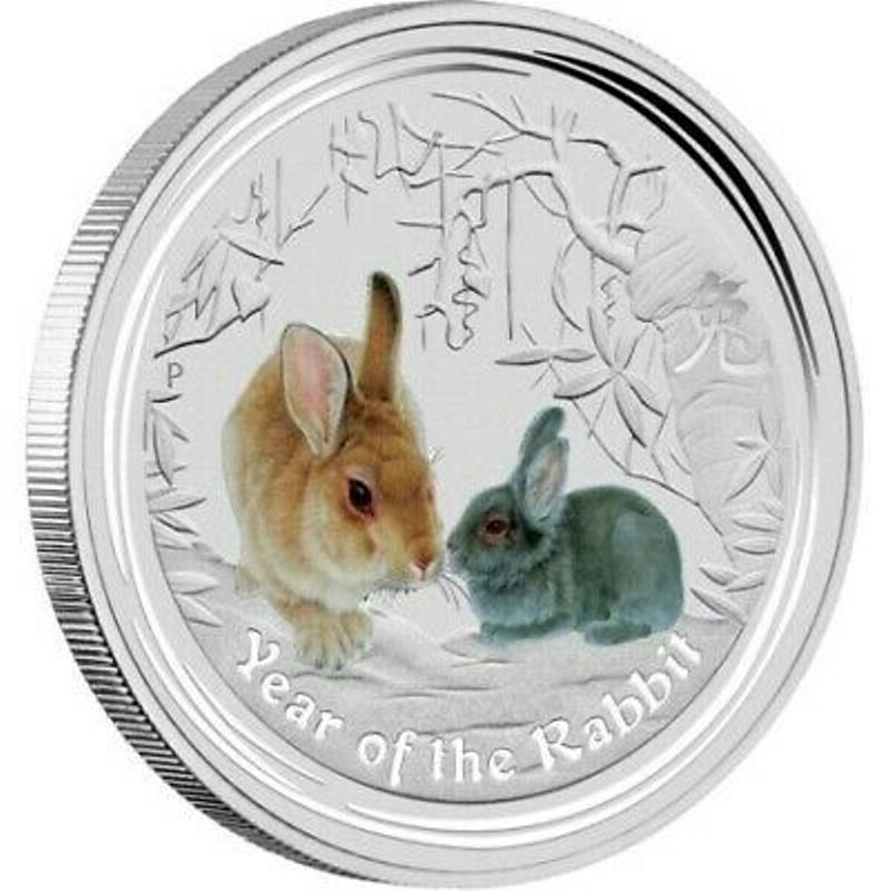 2011 Year of the Rabbit Coloured 2oz Silver