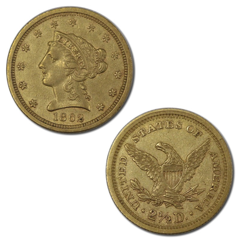 USA 1862 Philadelphia Gold Quarter Eagle EF