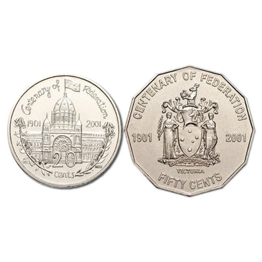 2001 20c & 50c Centenary of Federation Victoria UNC