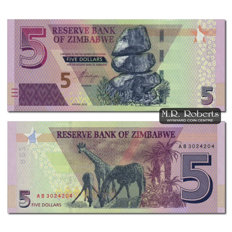 Zimbabwe 2019 5 Dollars P.New CFU